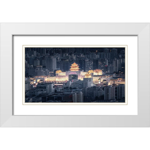 Beijingxi Railway Station White Modern Wood Framed Art Print with Double Matting by Shen, Ran