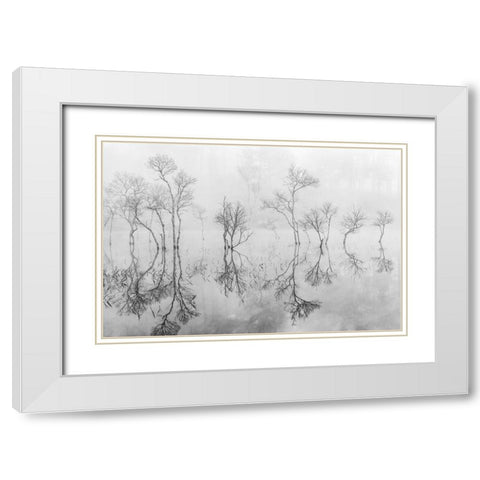 winter White Modern Wood Framed Art Print with Double Matting by Phu Khanh, Bui