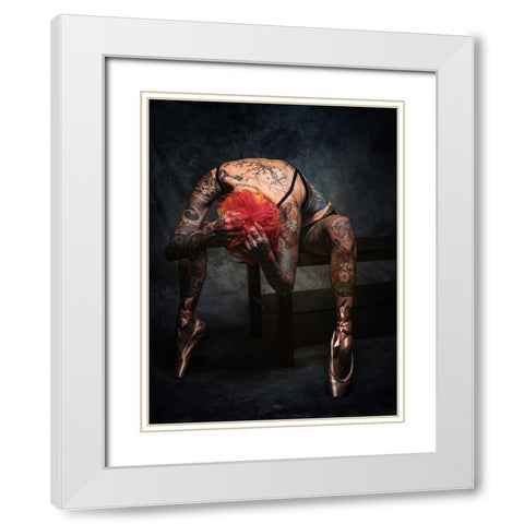 The Dancer White Modern Wood Framed Art Print with Double Matting by L., Jonathan