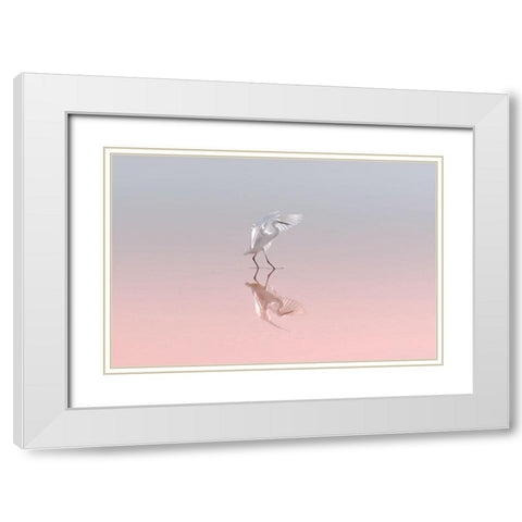 Little Egret White Modern Wood Framed Art Print with Double Matting by Rublina, Natalia
