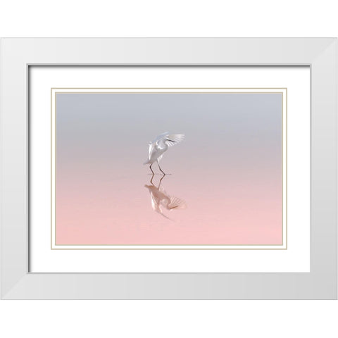 Little Egret White Modern Wood Framed Art Print with Double Matting by Rublina, Natalia
