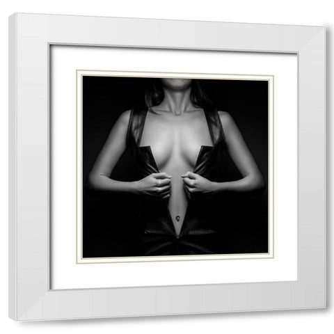 Geometries Of Woman White Modern Wood Framed Art Print with Double Matting by Mannini, Roberto