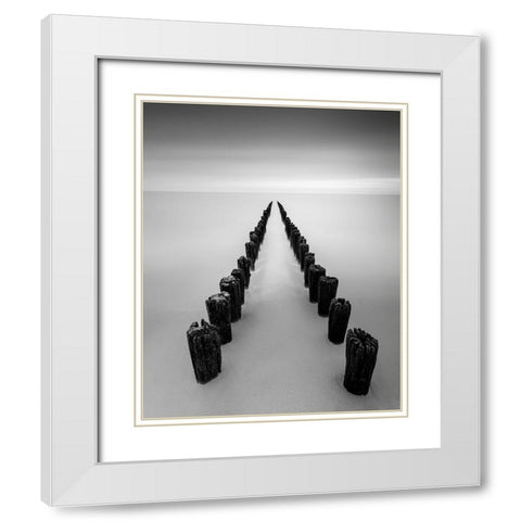 Worn White Modern Wood Framed Art Print with Double Matting by Staelens, Christophe
