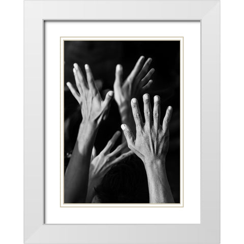 Kecak Dance White Modern Wood Framed Art Print with Double Matting by Erkmen, Ugur