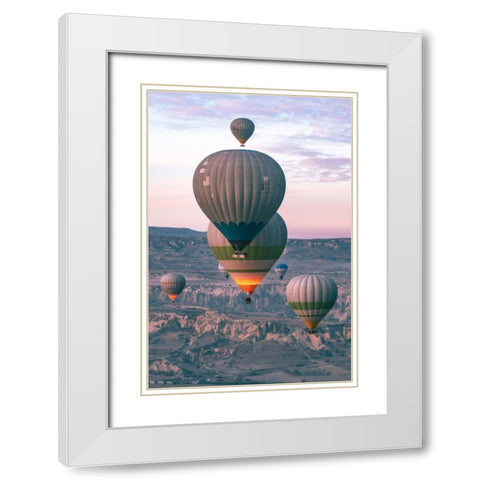 Baloons White Modern Wood Framed Art Print with Double Matting by Guney, Onur