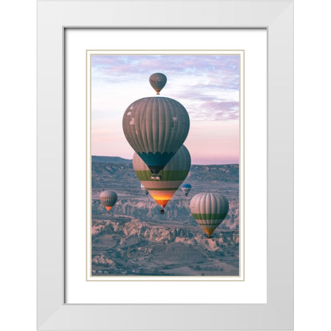 Baloons White Modern Wood Framed Art Print with Double Matting by Guney, Onur