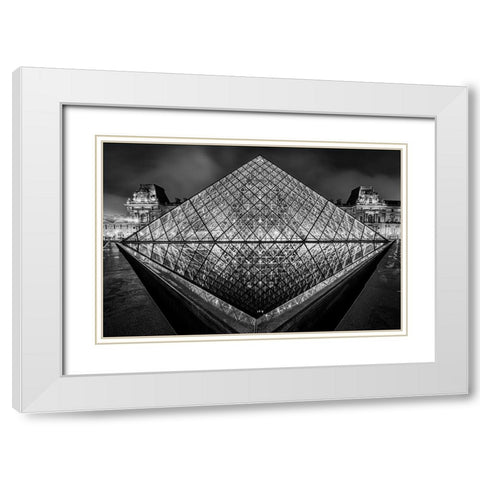 Luovre Paris White Modern Wood Framed Art Print with Double Matting by Benmoshe, Kobi