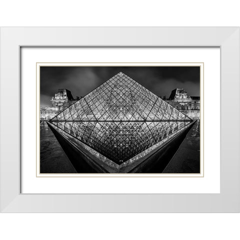 Luovre Paris White Modern Wood Framed Art Print with Double Matting by Benmoshe, Kobi