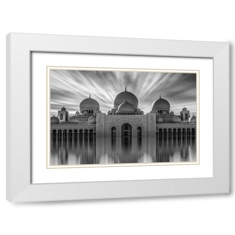 Sheikh Zayed Grand Mosque White Modern Wood Framed Art Print with Double Matting by abu milad, Emil