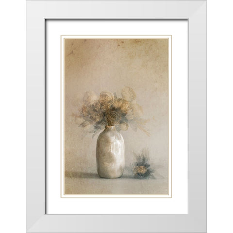 Fallen Leaves White Modern Wood Framed Art Print with Double Matting by Kiral, Cicek