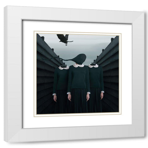 The Green Miles Tale White Modern Wood Framed Art Print with Double Matting by Hardibudi