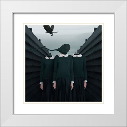 The Green Miles Tale White Modern Wood Framed Art Print with Double Matting by Hardibudi