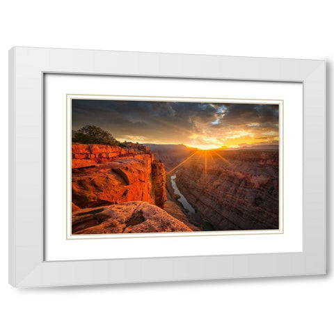 Sunrise Over The Grand Canyon White Modern Wood Framed Art Print with Double Matting by Zheng, Michael