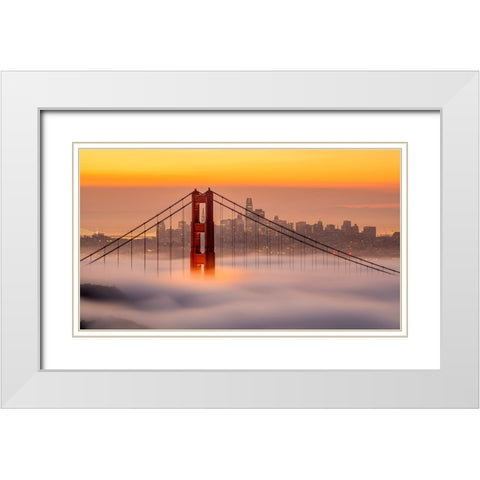Karl, The San Francisco Fog White Modern Wood Framed Art Print with Double Matting by Chengming