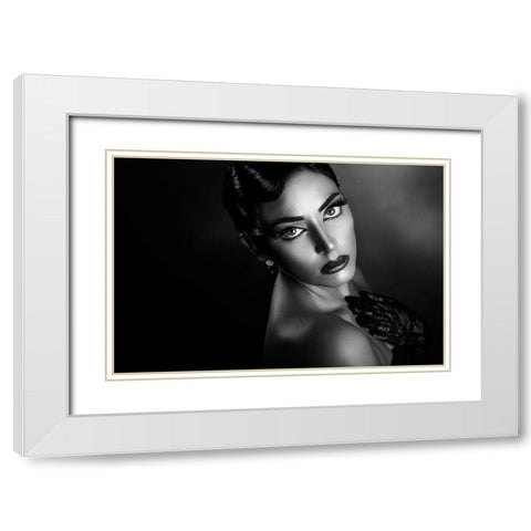 Rossella 3 White Modern Wood Framed Art Print with Double Matting by Tambe, Peppe