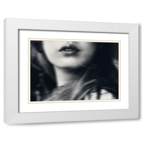 Your lips making everything strange White Modern Wood Framed Art Print with Double Matting by Lagaa, Kahar