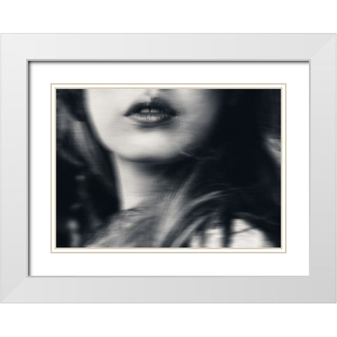 Your lips making everything strange White Modern Wood Framed Art Print with Double Matting by Lagaa, Kahar