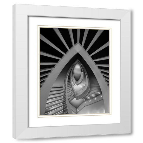 Amazing Staircase White Modern Wood Framed Art Print with Double Matting by Yang, Jimmy