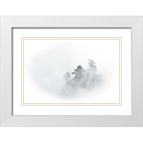 mystic Mountain White Modern Wood Framed Art Print with Double Matting by Schmidtke, Holger