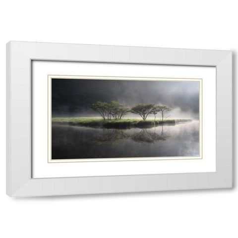 Fantasy Symbol Tree White Modern Wood Framed Art Print with Double Matting by Nagase, Akira