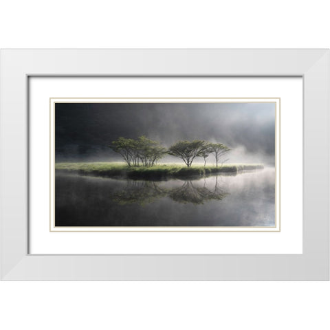 Fantasy Symbol Tree White Modern Wood Framed Art Print with Double Matting by Nagase, Akira