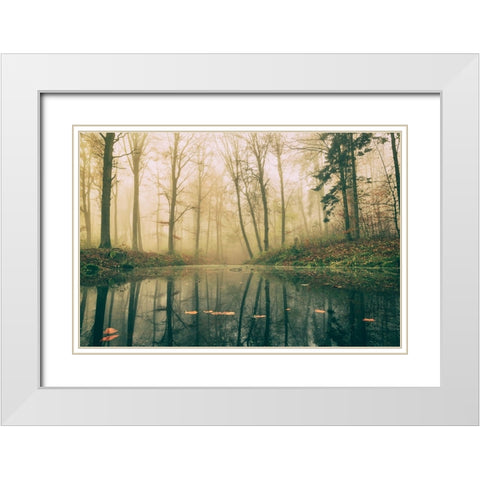 Dark water. White Modern Wood Framed Art Print with Double Matting by Londal, Leif