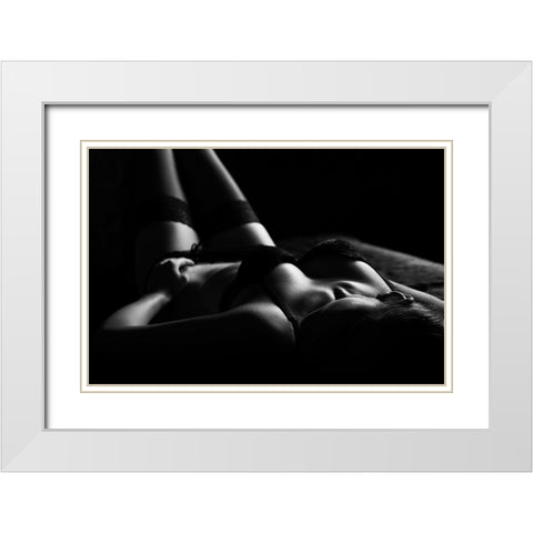 Nude White Modern Wood Framed Art Print with Double Matting by Pavlo, Korpan