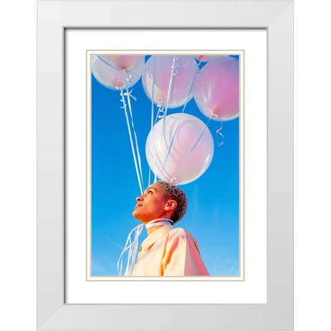 Head In The Clouds. White Modern Wood Framed Art Print with Double Matting by Charley, William