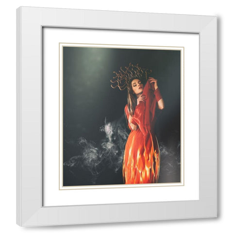 Medusa White Modern Wood Framed Art Print with Double Matting by Ulfig Arps, Sandra
