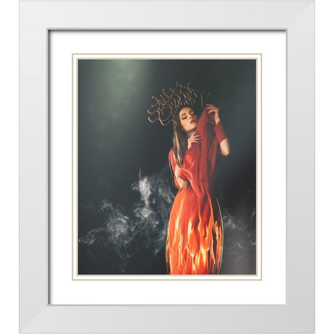 Medusa White Modern Wood Framed Art Print with Double Matting by Ulfig Arps, Sandra