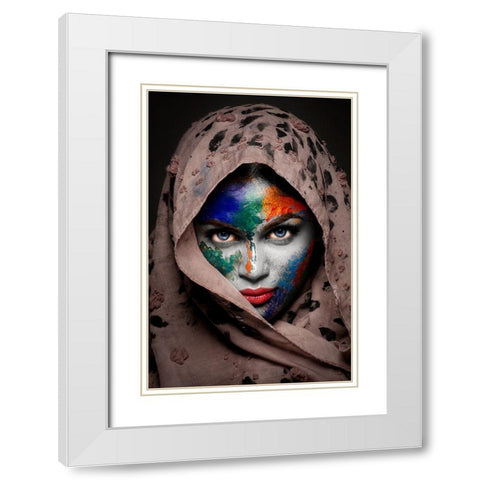 DUALISM White Modern Wood Framed Art Print with Double Matting by Bhattacharyya, Partha
