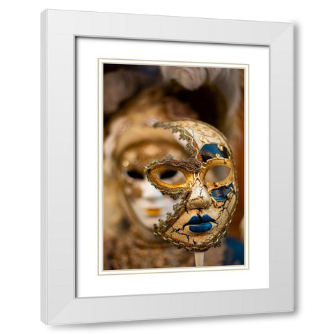 Behind the Eyes of Venice Mask White Modern Wood Framed Art Print with Double Matting by Shacked, Barak