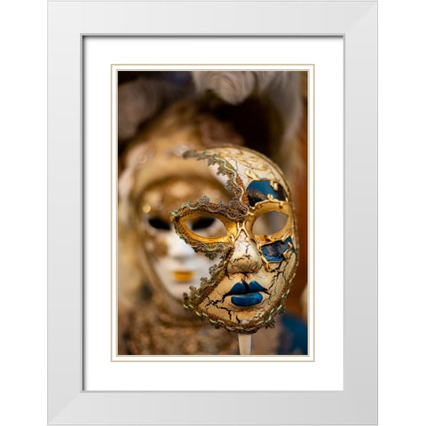 Behind the Eyes of Venice Mask White Modern Wood Framed Art Print with Double Matting by Shacked, Barak