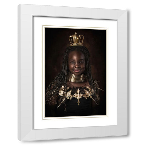 Golden Girl White Modern Wood Framed Art Print with Double Matting by Kayen-Mouthaan, Carola