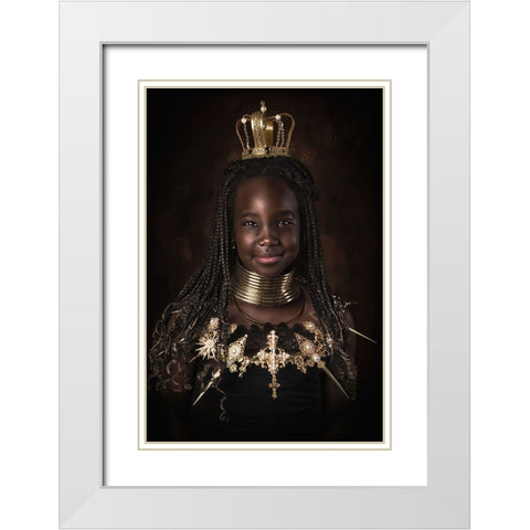 Golden Girl White Modern Wood Framed Art Print with Double Matting by Kayen-Mouthaan, Carola