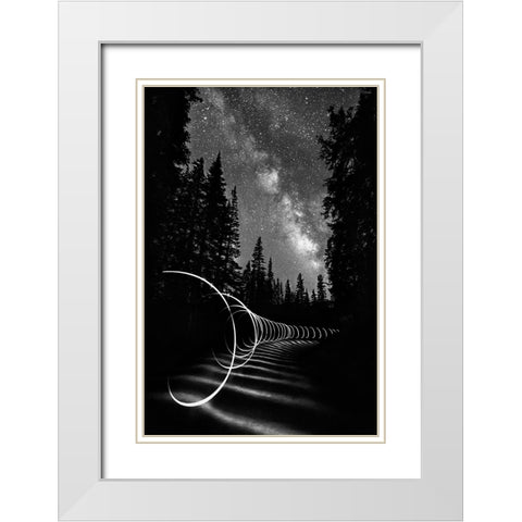 Light Painting Under The Milky Way White Modern Wood Framed Art Print with Double Matting by Shen, Yanyu