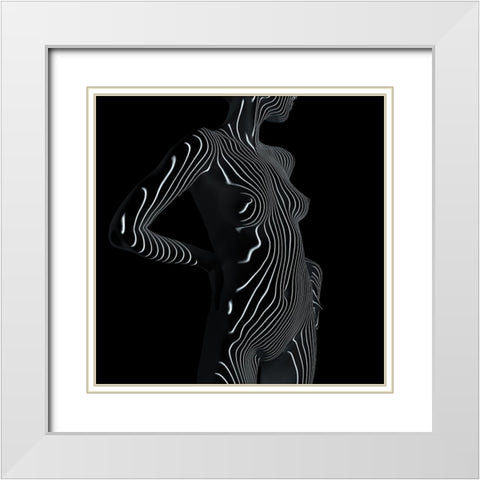 Abstract Lines White Modern Wood Framed Art Print with Double Matting by Cloud, Mountain