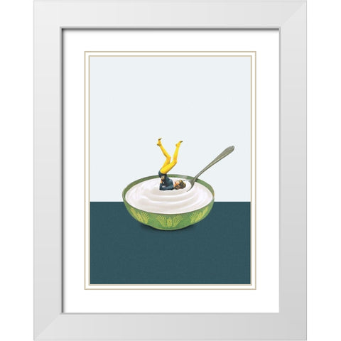 Yoga in my yogurt White Modern Wood Framed Art Print with Double Matting by Leon, Maarten