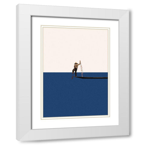 Fishing for compliments White Modern Wood Framed Art Print with Double Matting by Leon, Maarten