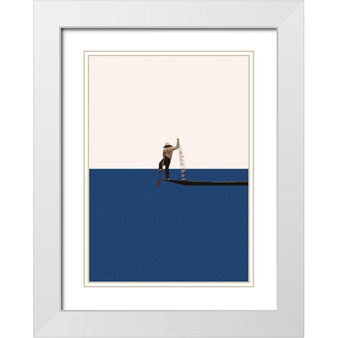 Fishing for compliments White Modern Wood Framed Art Print with Double Matting by Leon, Maarten