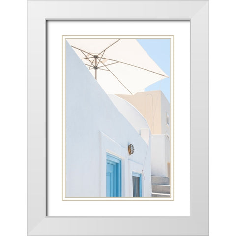 Sunshade And Blue Doors White Modern Wood Framed Art Print with Double Matting by Wride, Linda