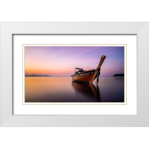 Low tide White Modern Wood Framed Art Print with Double Matting by Saulius