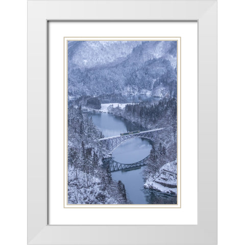 Winter train White Modern Wood Framed Art Print with Double Matting by Aoki, Juri