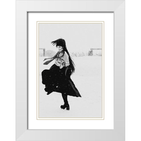 Dance of snow White Modern Wood Framed Art Print with Double Matting by Sangan, Kurosaki