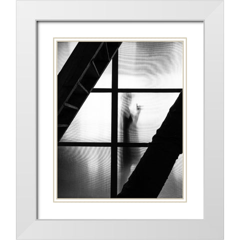 mysterious girl White Modern Wood Framed Art Print with Double Matting by Steenhoudt, Sofie