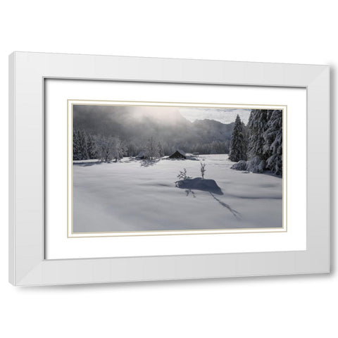 Misty morning White Modern Wood Framed Art Print with Double Matting by Krivec, Ales