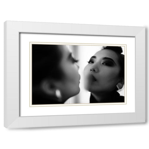 say breathily White Modern Wood Framed Art Print with Double Matting by Fukuda, Hiro