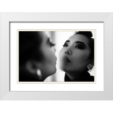 say breathily White Modern Wood Framed Art Print with Double Matting by Fukuda, Hiro