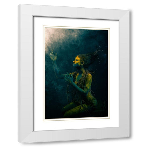 Lost Mermaid White Modern Wood Framed Art Print with Double Matting by Paul, Dipankar