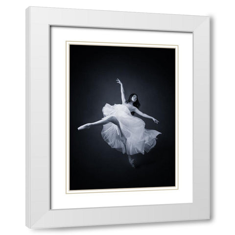 Flying Dance White Modern Wood Framed Art Print with Double Matting by Meng, Mia
